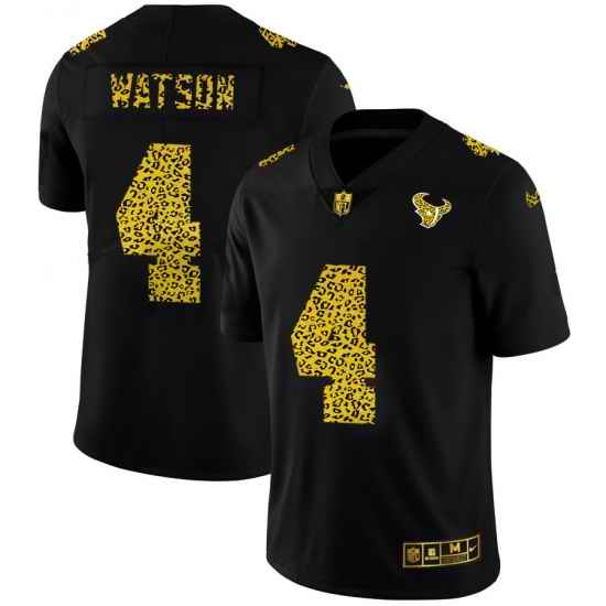 Houston Texans 4 Deshaun Watson Men Nike Leopard Print Fashion Vapor Limited NFL Jersey Black